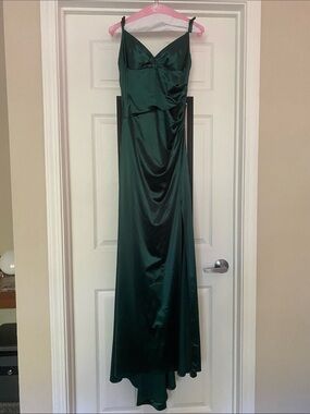 maisy cutout high slit satin formal dress Maisy Cutout High Slit Satin Formal Dress
